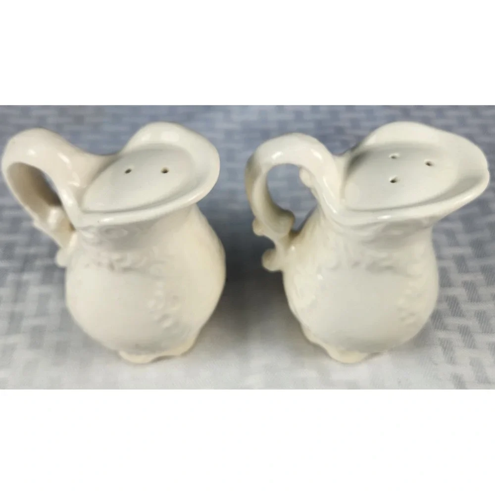 Napcoware Provincial White Ceramic Pitcher Salt And Pepper Shakers